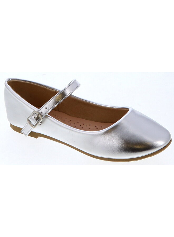 Costa-1k Girls Flats - Silver Metallic