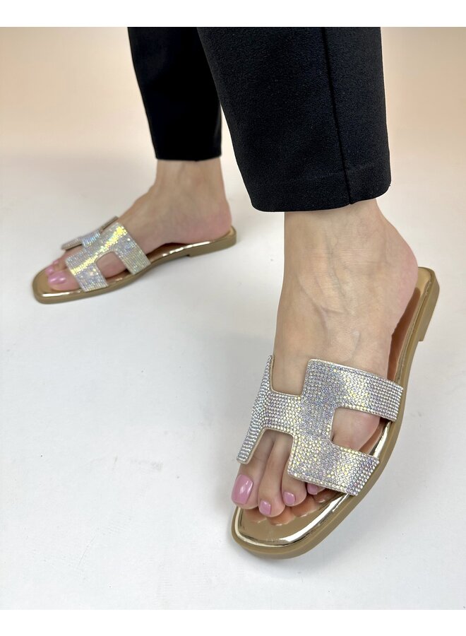 Bestia-1B Flat Sandals - Gold
