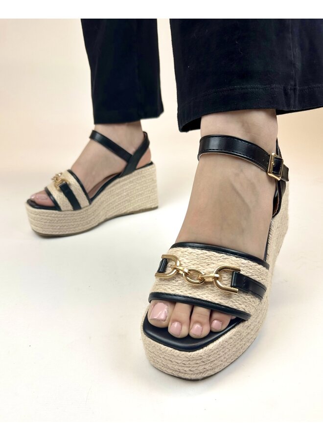 Renata Wedge Sandals - Black