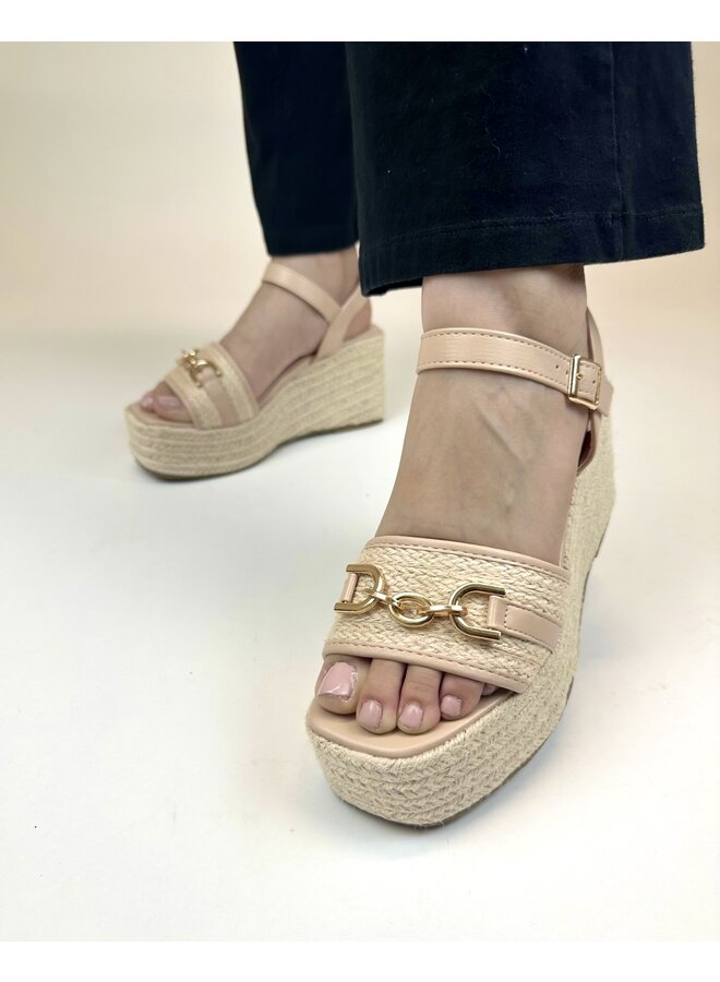 Renata Wedge Sandals - Beige