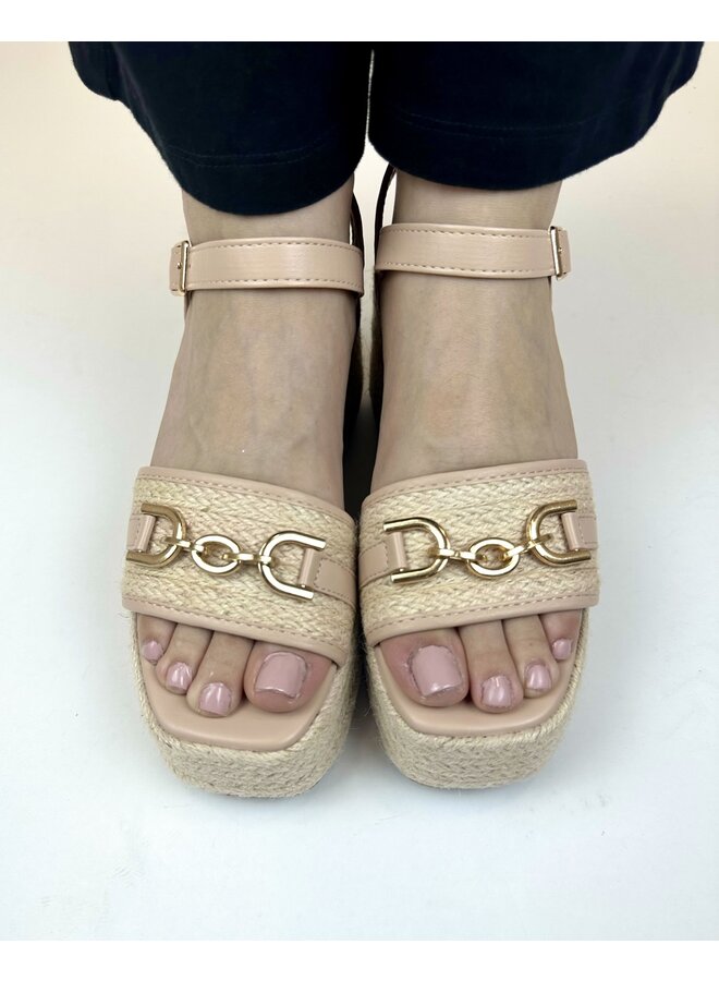Renata Wedge Sandals - Beige