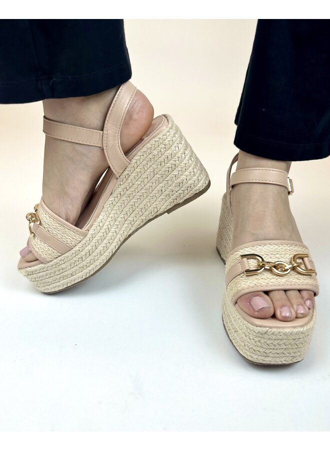 Renata Wedge Sandals - Beige