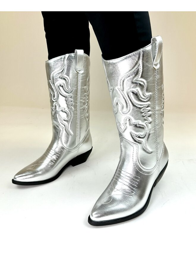 Rerun Cowboy Boot - Silver Metallic