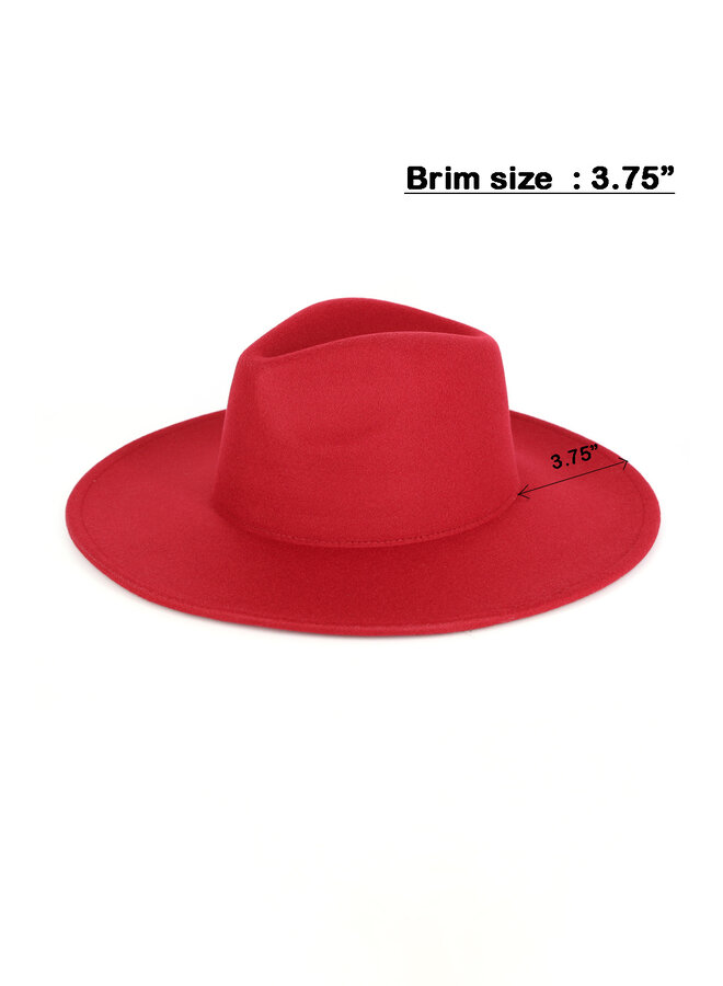 Solid Brim Panama Hat - Burgundy