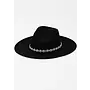 Rhinestone Chain Twist Strap Fedora Hat - Black