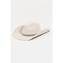 Rhinestone Chain Strap Cowboy Hat - Ivory