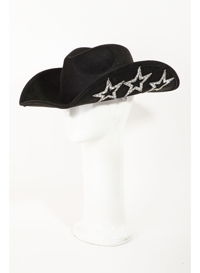 Rhinestone Star Cowboy Hat - Black
