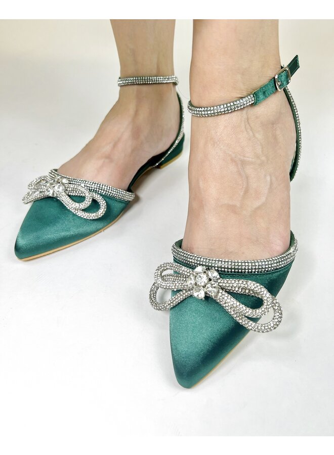 Dash-1 Casual Flats - Emerald Satin