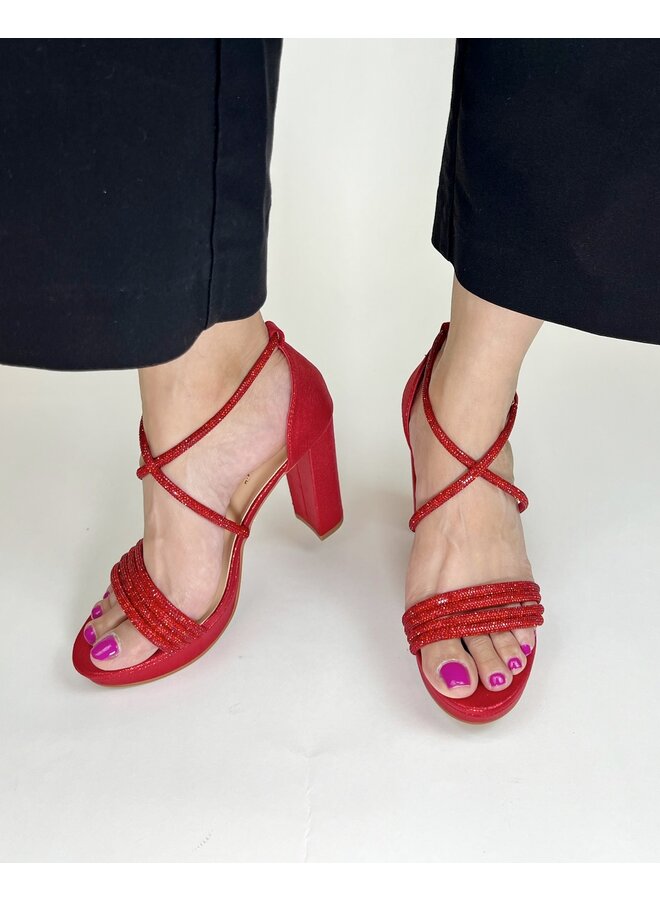 Peace-13 Dressy Heels - Red Shimmer