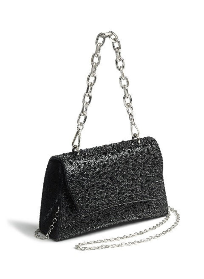 Rhinestone Chain Glitter Handbag Black