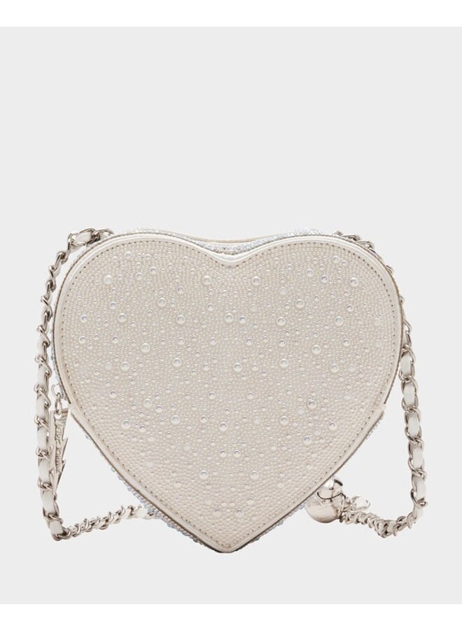 Pearl Heart Sparkler Crossbody Silver GLITTER FASHION