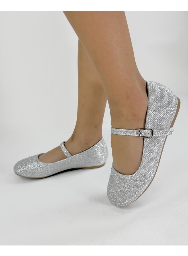 Elves-2 Kids Flats - Silver Shimmer