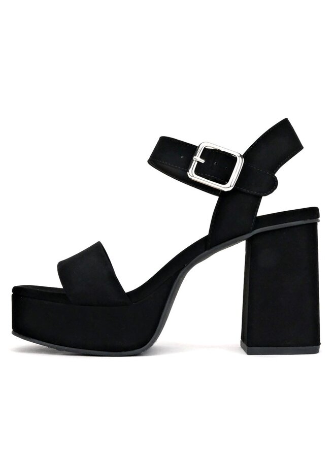 Macey Casual Heels - Black Nubuck