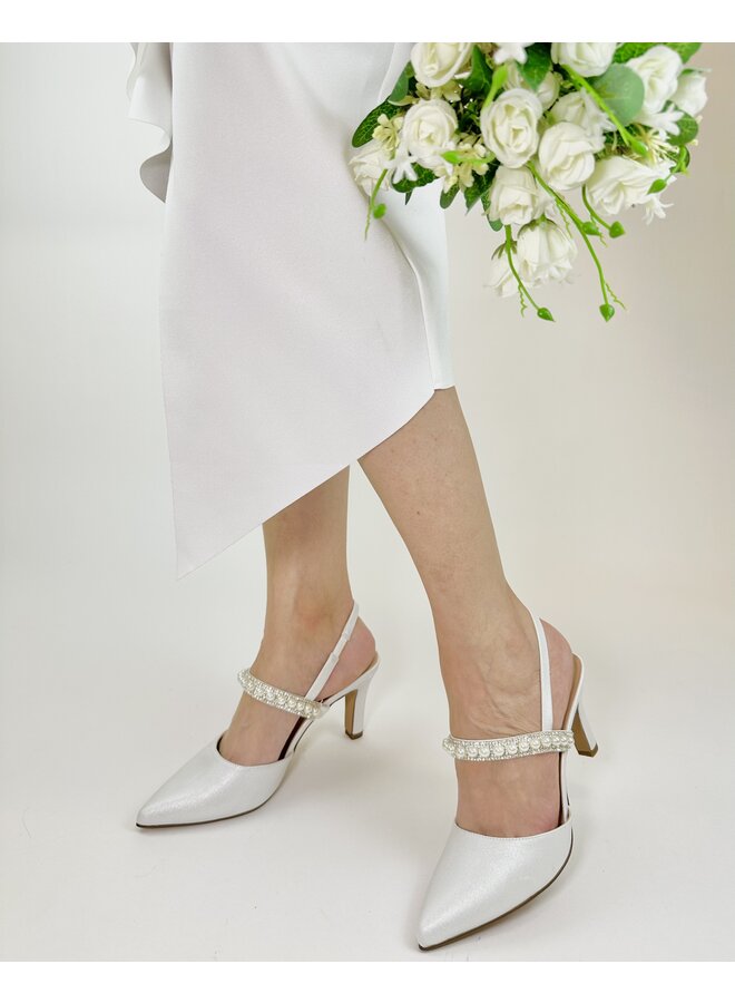 Alma-17 Dressy Heel - White Shimmer