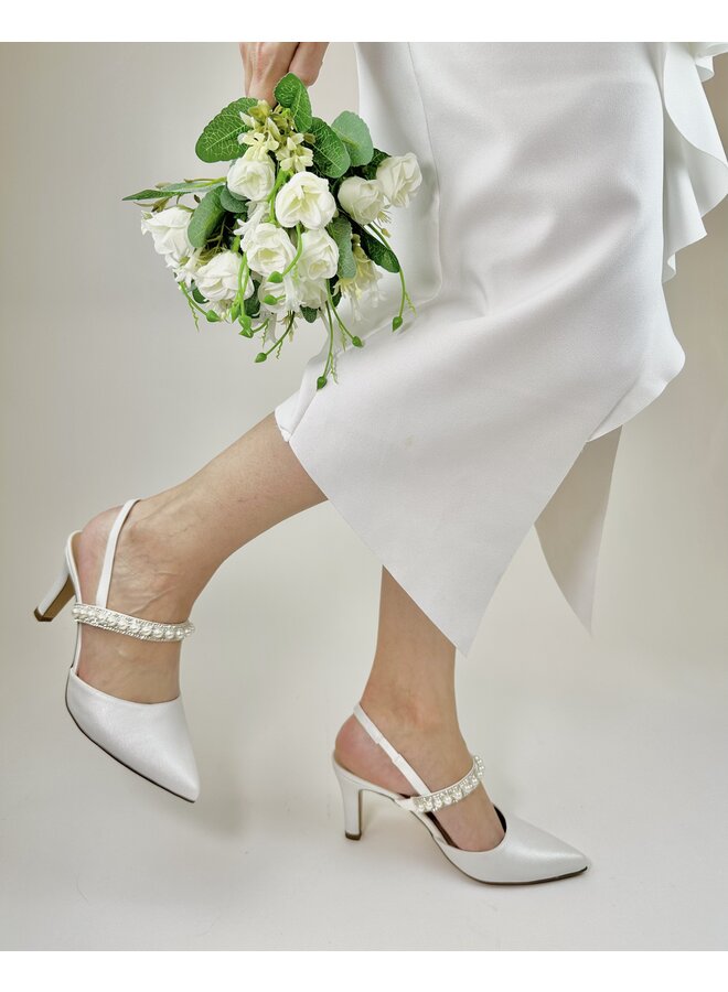 Alma-17 Dressy Heel - White Shimmer