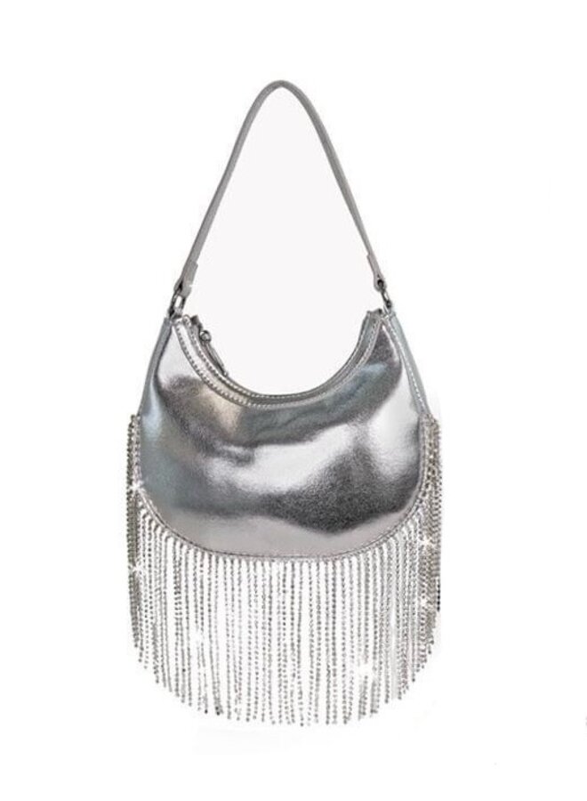 Leah Rhinestone Handbag - Silver