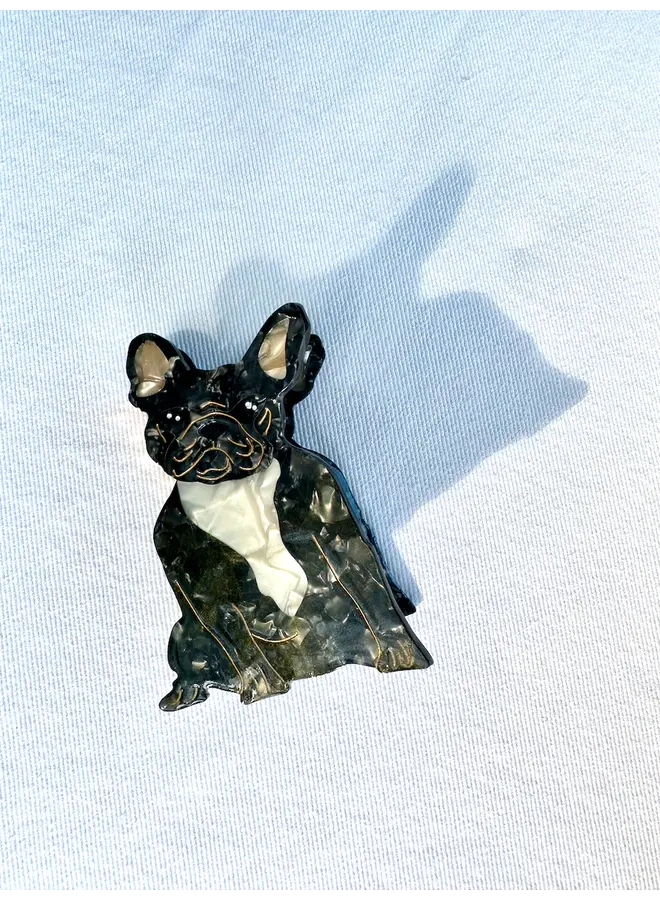 Hand-painted Frenchie Dog Breed Claw Hair Clip - Black