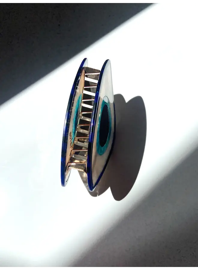 Hand-painted Evil Eye Claw Hair Clip