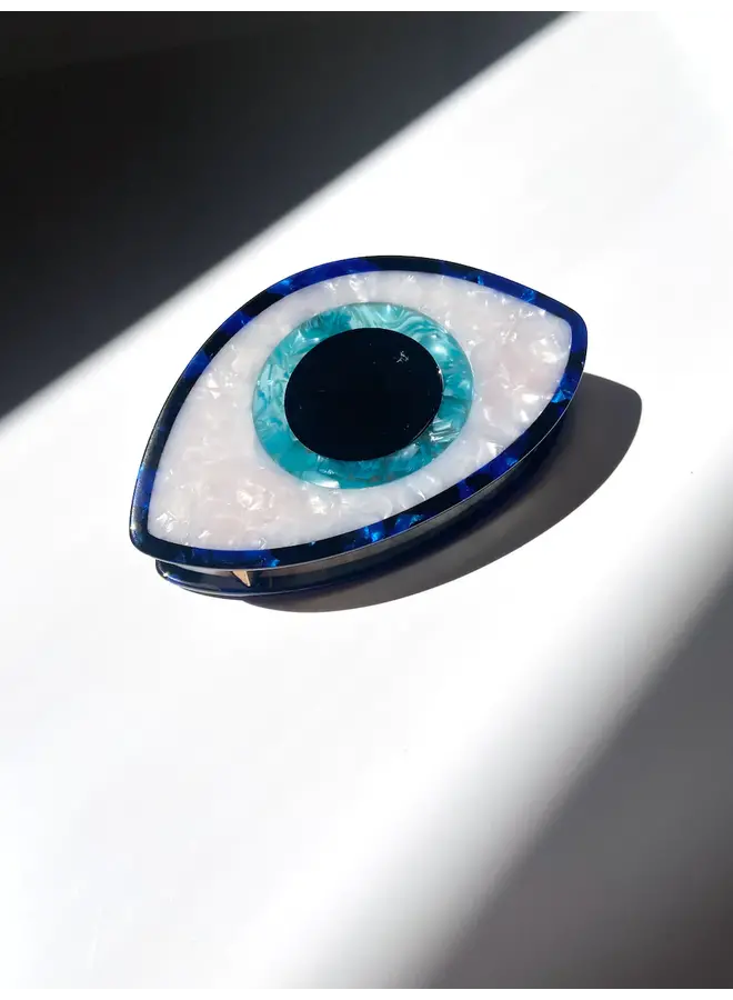 Hand-painted Evil Eye Claw Hair Clip