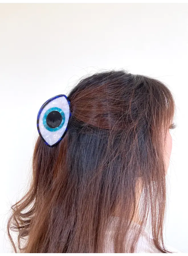 Hand-painted Evil Eye Claw Hair Clip