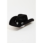 Large Rhinestone Pave Heart Cowboy Hat - Black