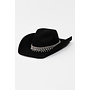 Rhinestone Fringe Chain Cowboy Hat - Black