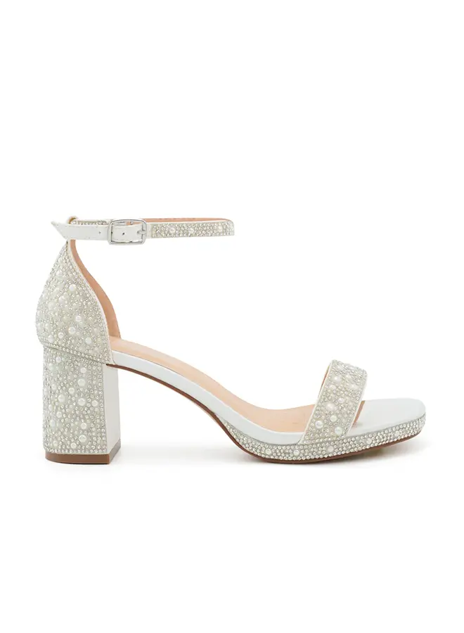Nelly-7T Dressy Heels - White Shimmer