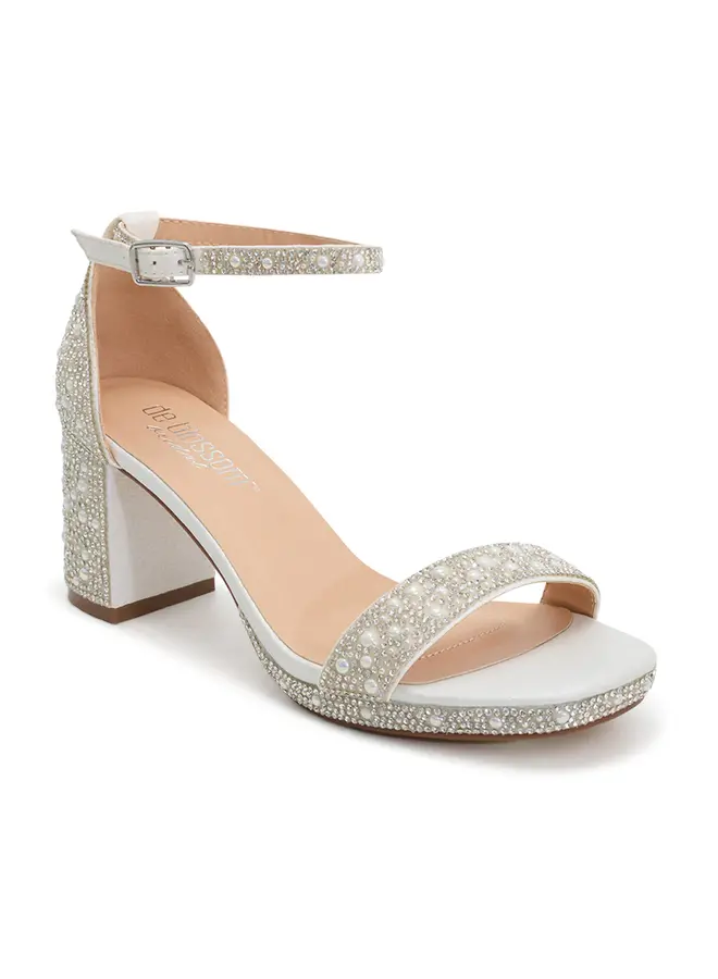 Nelly-7T Dressy Heels - White Shimmer