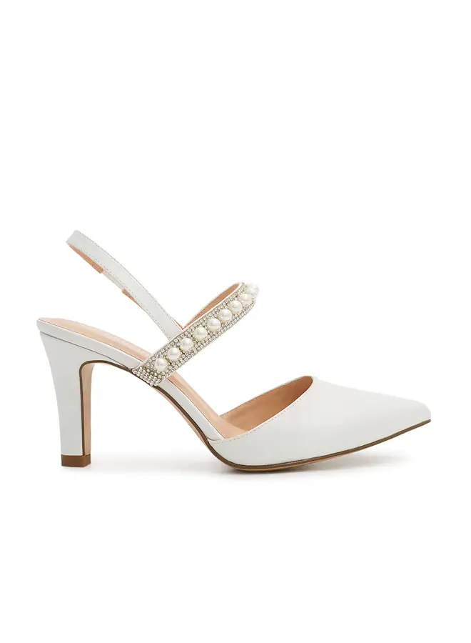 Alma-17 Dressy Heel - White Shimmer