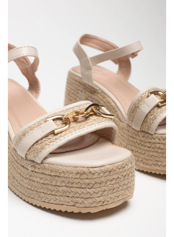 Renata Wedge Sandals - Beige
