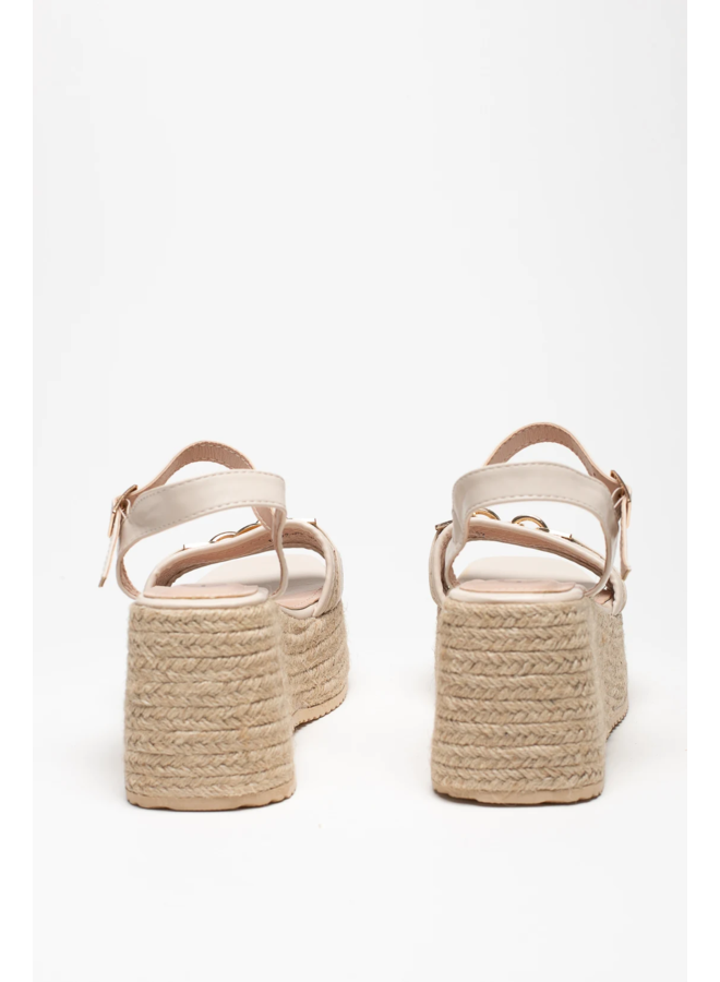 Renata Wedge Sandals - Beige
