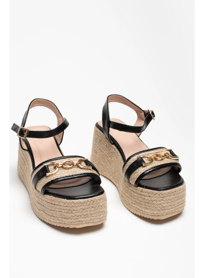 Renata Wedge Sandals - Black