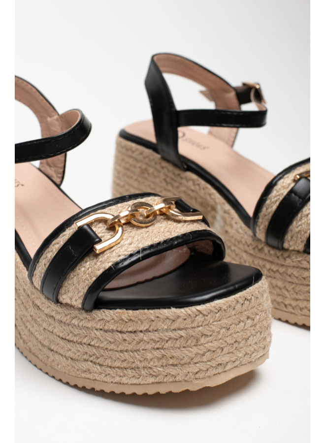Renata Wedge Sandals - Black