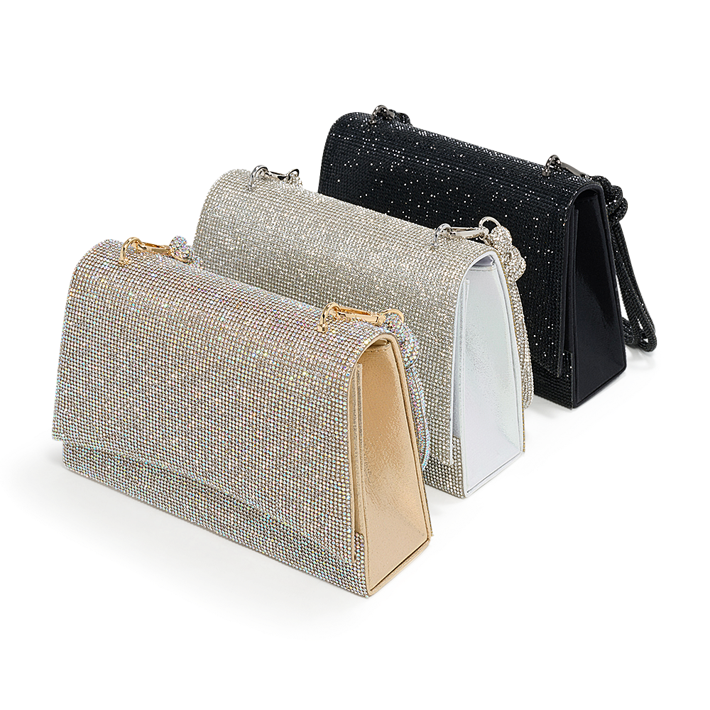 HB 221 Rhinestone Handbag Silver GLITTER FASHION