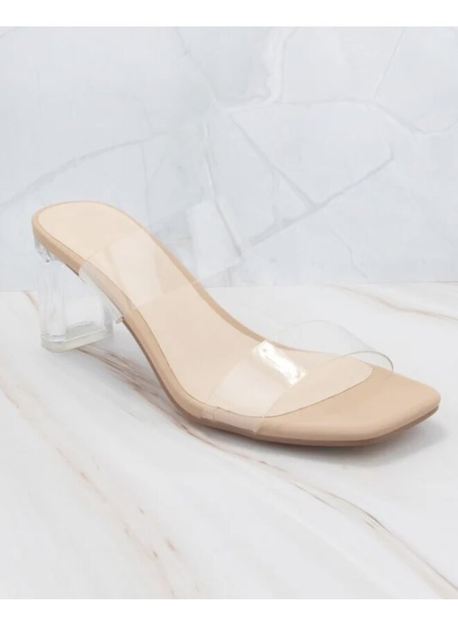 Della-5 Casual Heels - Clear/Nude