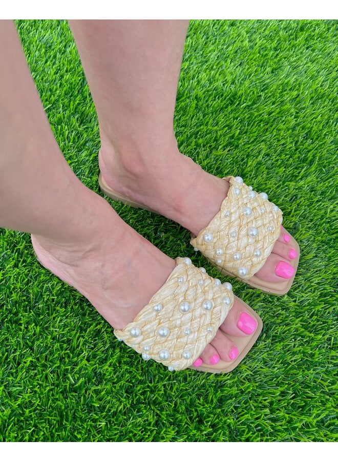 Engine Flat Sandals - Raffia Pearl