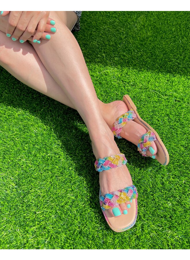 Jasmine Flat Sandals - Rainbow