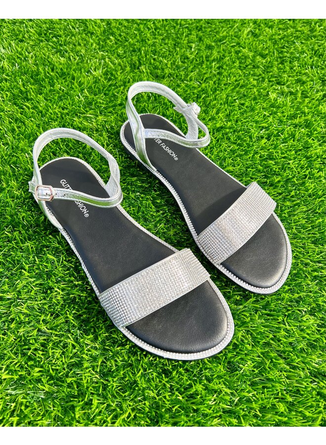 Tulip Flat Sandals - Silver