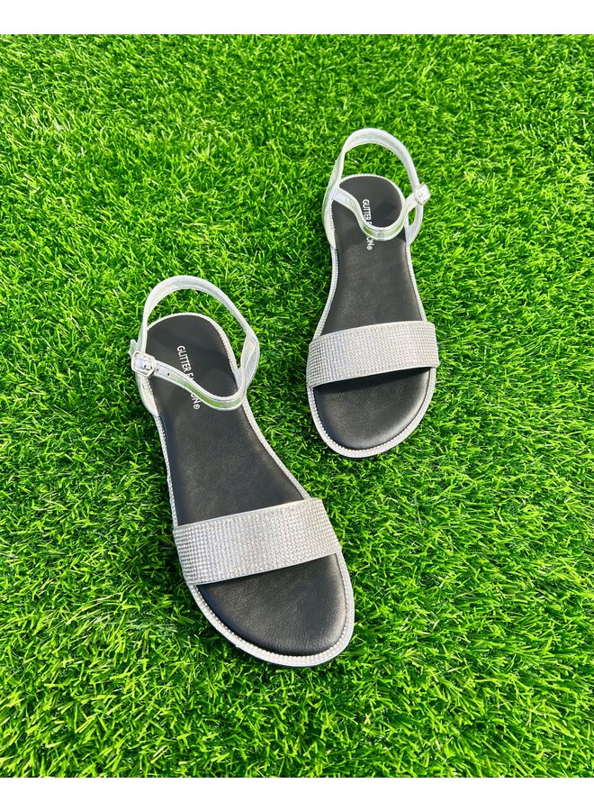 Tulip Flat Sandals - Silver
