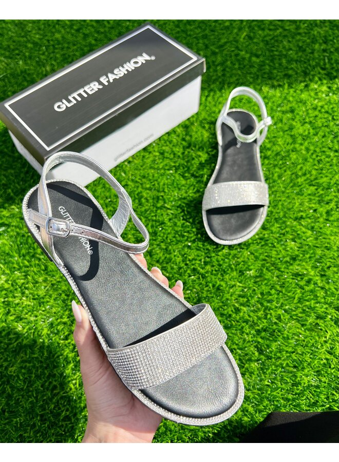 Tulip Flat Sandals - Silver