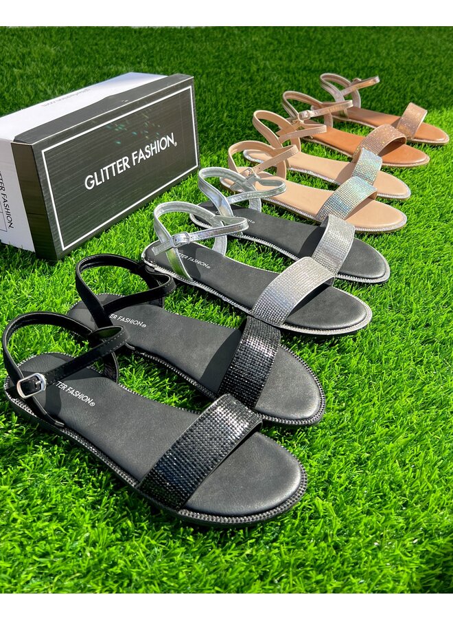 Tulip Flat Sandals - Silver