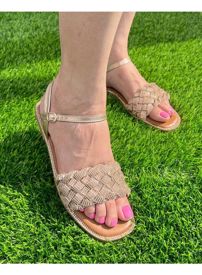 Rose Flat Sandals - Rose Gold