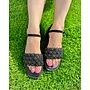 Rose Flat Sandals - Black/Black