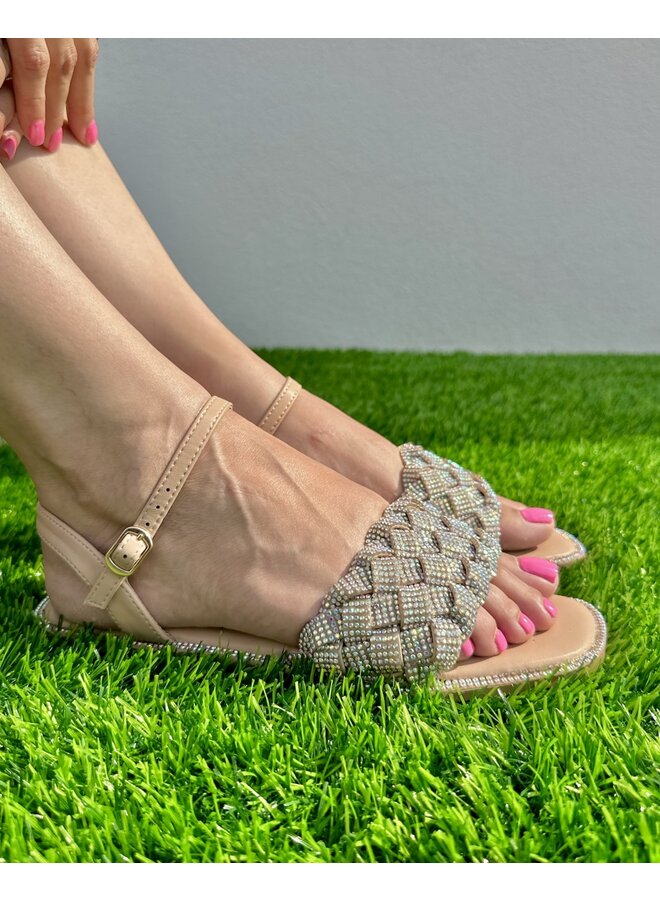 Rose Flat Sandals - Nude/Multi