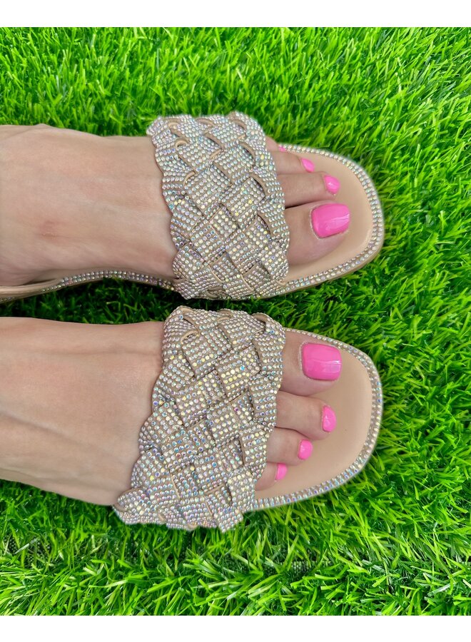Rose Flat Sandals - Nude/Multi