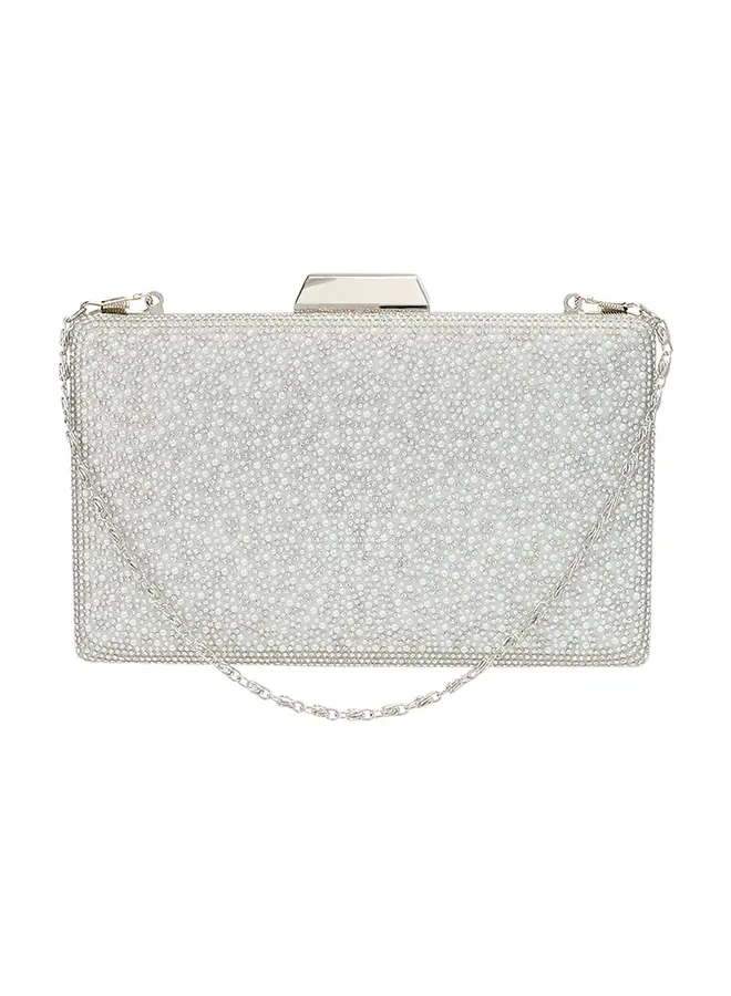 HB-LEXIE-2 Rhinestone Handbag - White Pearl