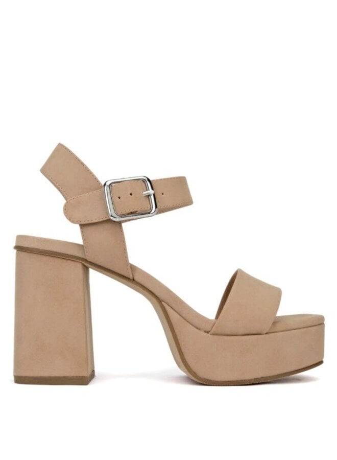 Macey Casual Heels - Nude Nubuck