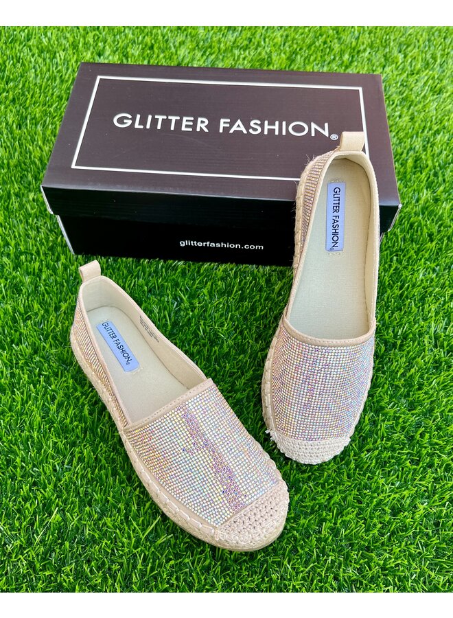 Lotus Rhinestone Espadrilles - Holographic