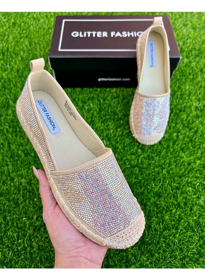 Lotus Rhinestone Espadrilles - Holographic