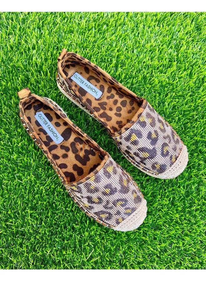 Lotus Rhinestone Espadrilles - Leopard